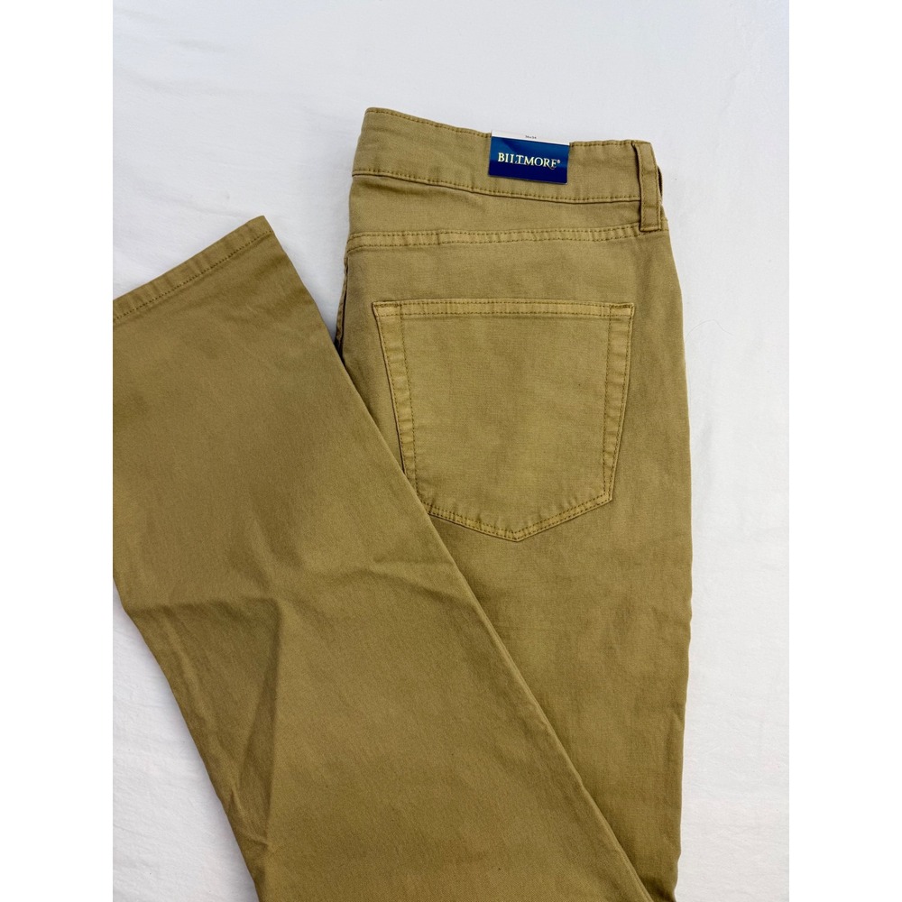 Biltmore Mens Khaki 5-Pocket Straight Leg Stretch Pants 36x34 Tan NWT